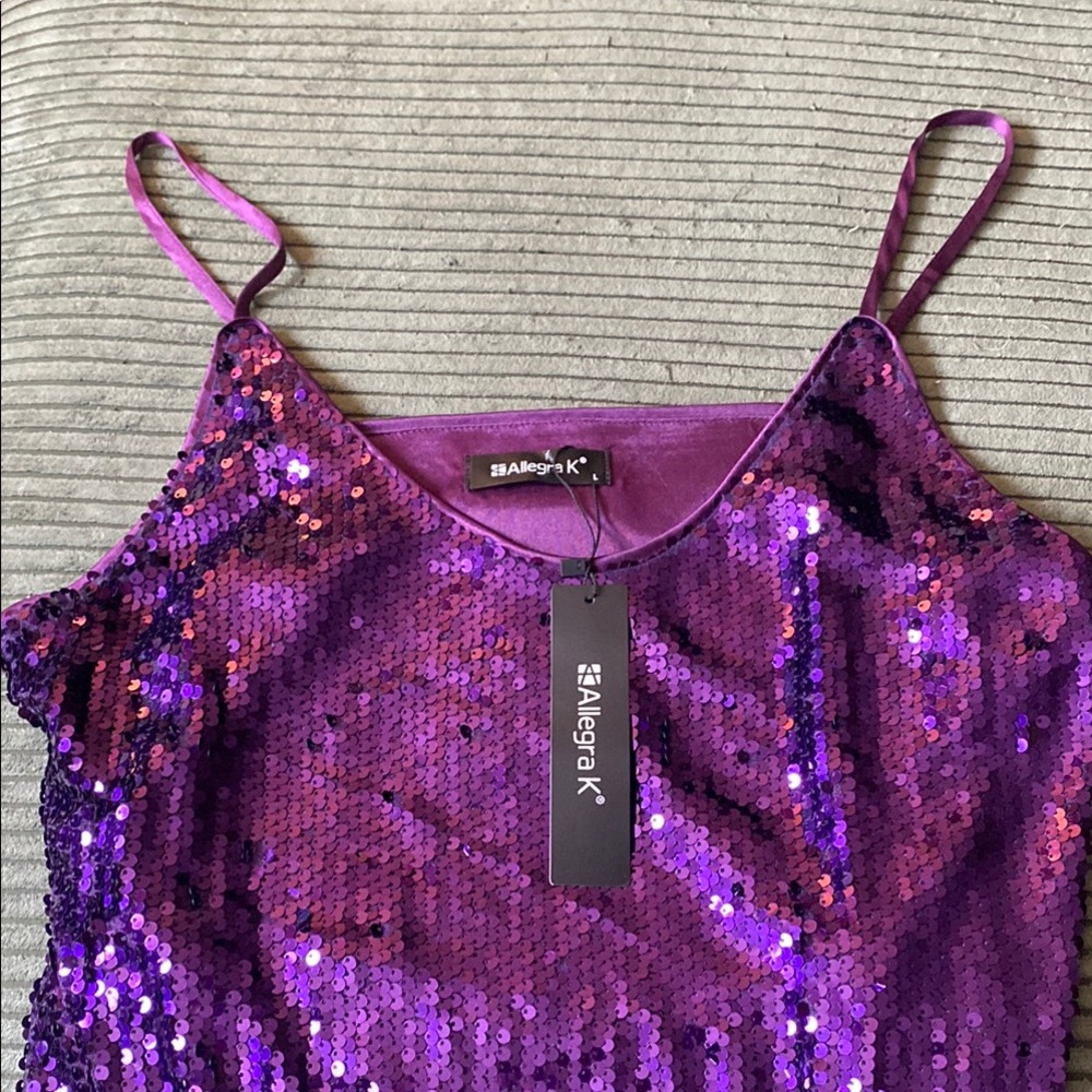 NWT AllegraK Purple Sequin Dress Taylor Swift Speak Now Size Large - Picture 2 of 4